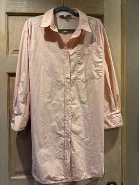 Anthropologie English Factory Light Peach Button-Up Tunic Shirt Size L